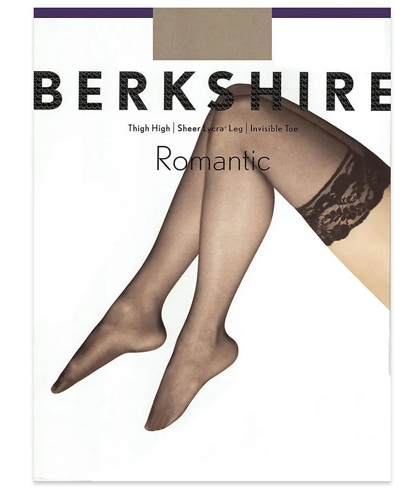 Berkshire White Thigh High Stockings for Women Lace Top with Stay Up Silicone Silky Sheer Sandalfoot Invisible Toe - main product image