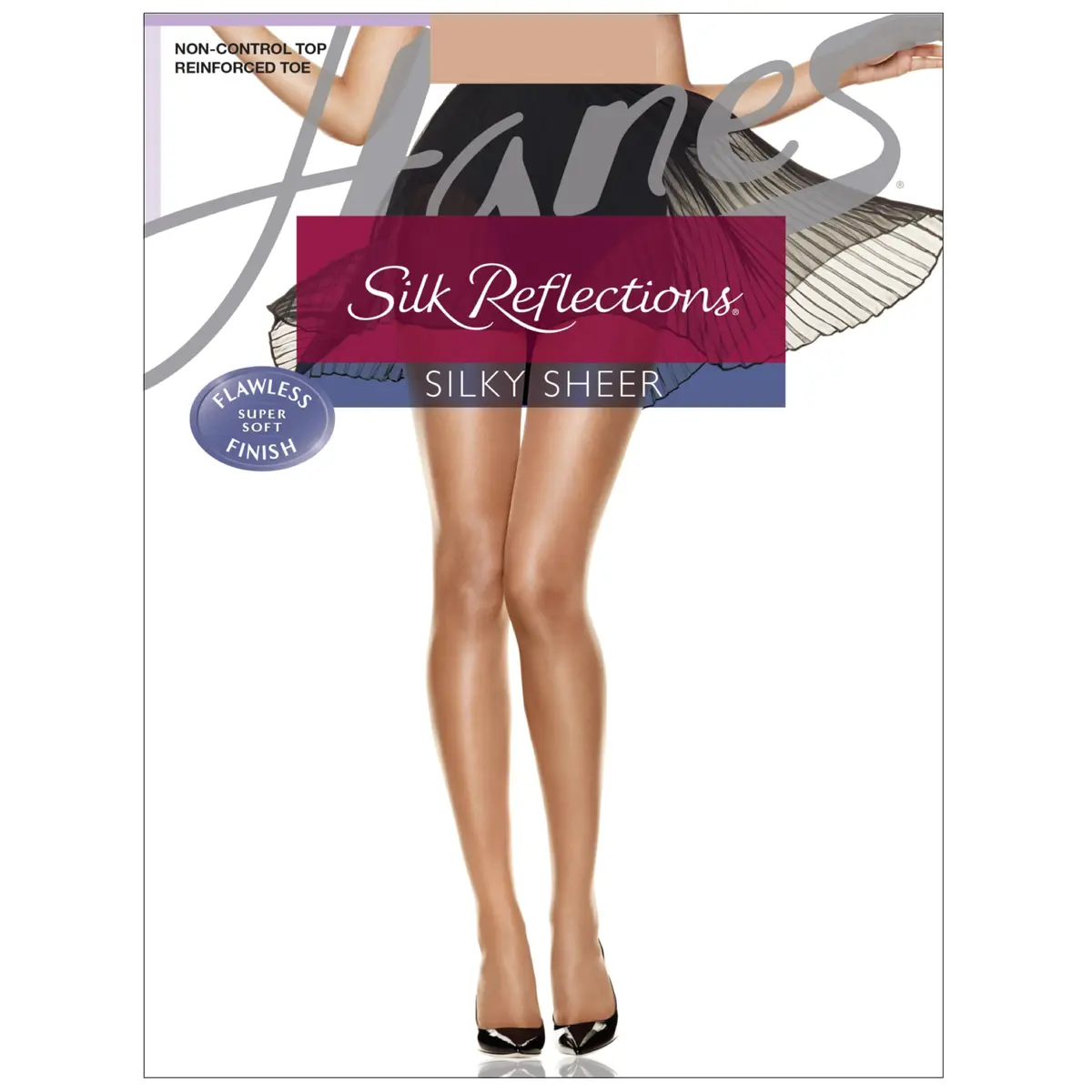 Hanes Silk Reflections Non Control Reinforced Toe Silky Sheer Pantyhose | Barely There, Size AB - view 4