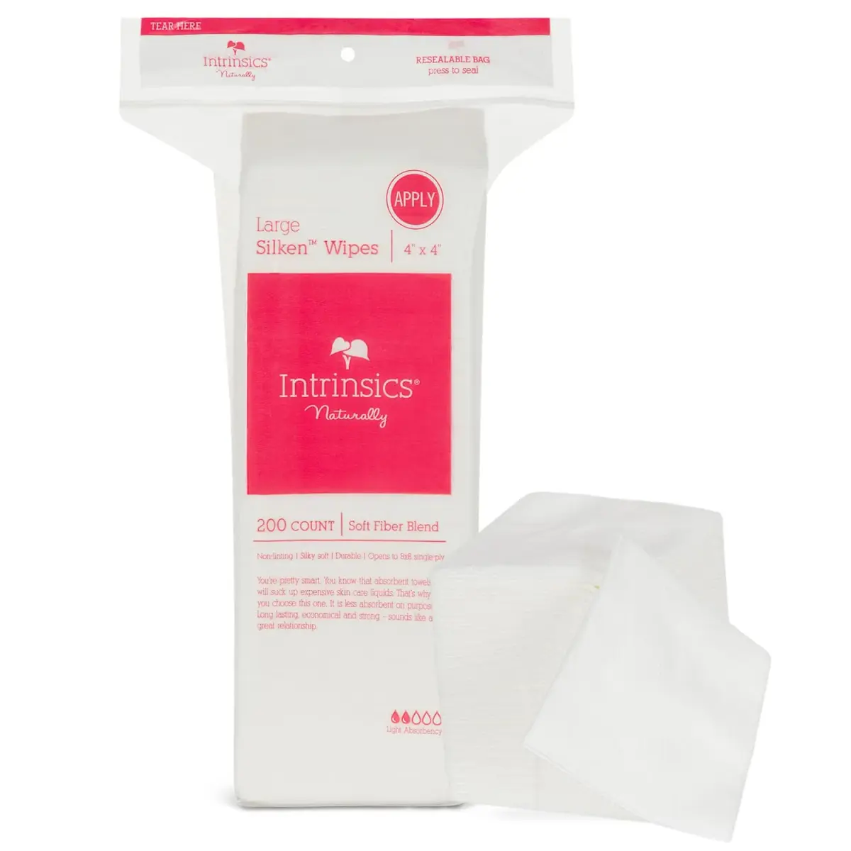 Intrinsics Silken 4x4 Esthetic Wipes 200 Count | Lint-Free Facial Wipes for Toner & Makeup Removal - main product image