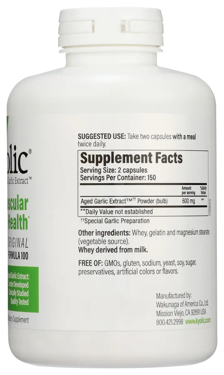 Kyolic Aged Garlic Extract Formula 100 Capsules | Cardiovascular Health Support, 300 Count (150 Servings) - view 7