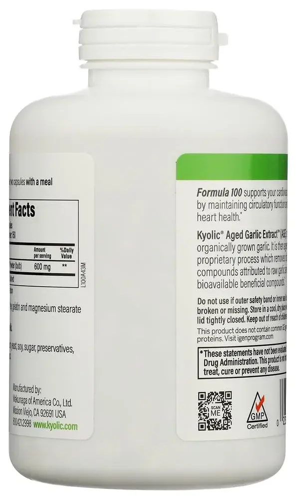 Kyolic Aged Garlic Extract Formula 100 Capsules | Cardiovascular Health Support, 300 Count (150 Servings) - view 2