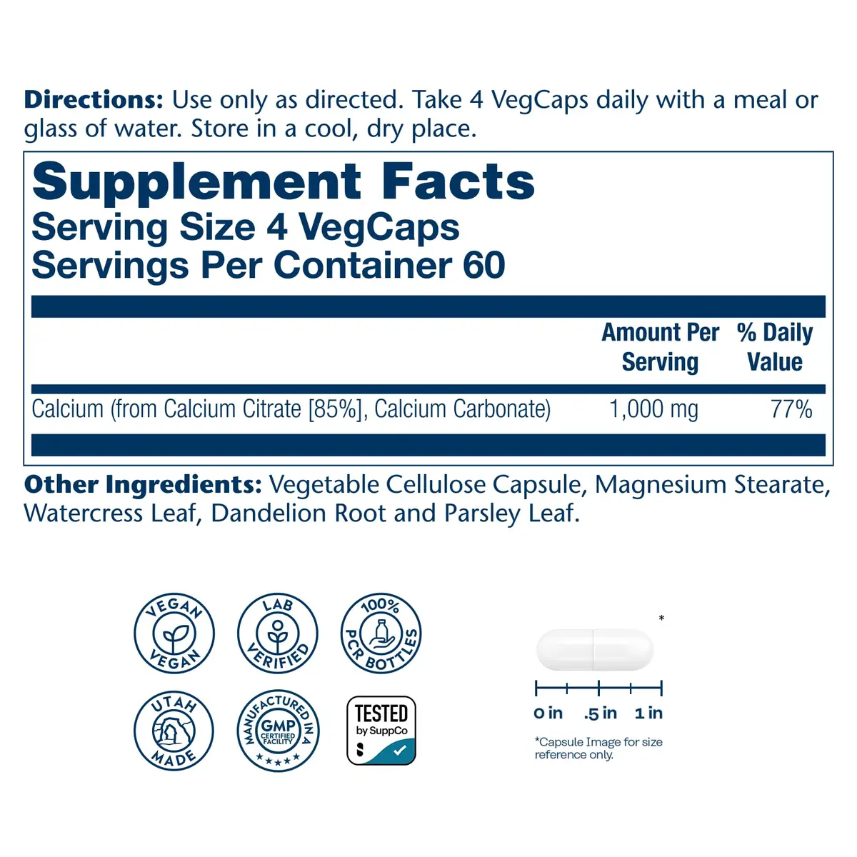 SOLARAY Calcium Citrate 1000 mg 240 Count | Bone & Teeth Support, Gentle Digestion Formula, 60 Servings, Vegan, Lab Verified - view 2