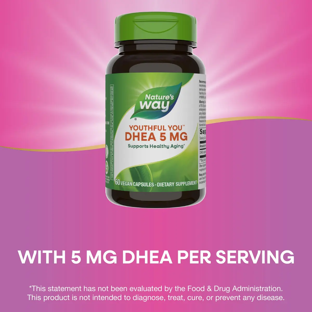 Nature's Way Youthful You DHEA 5 Mg Vegan Capsules 60 Count | Supports Healthy Aging & Hormone Production - view 4