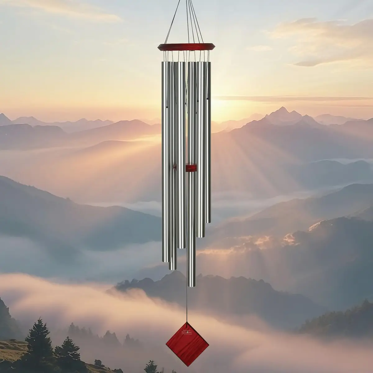 Woodstock Chimes Neptune Wind Chime 54" Silver | Deep Tone Musical Outdoor Decor - view 2