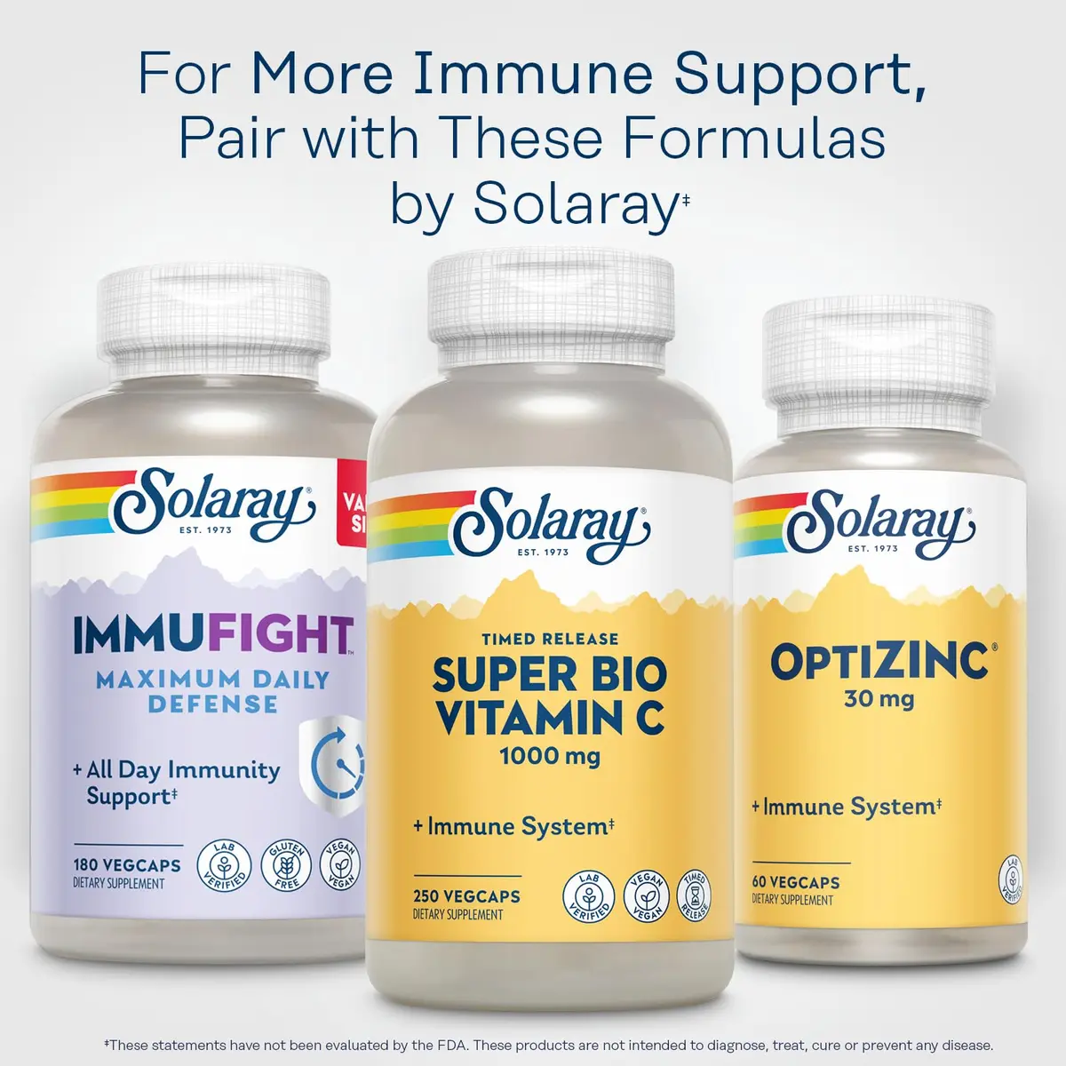 SOLARAY Super Bio Buffered Vitamin C 1000 mg Time Release | Vegan, 250 VegCaps, Supports Immunity & Heart - view 6