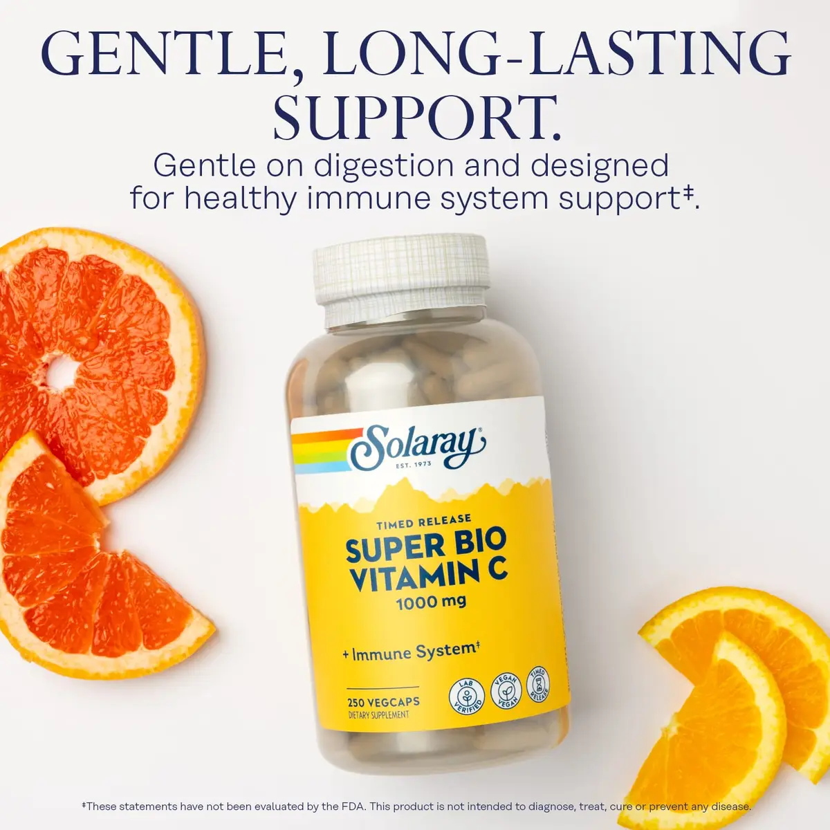 SOLARAY Super Bio Buffered Vitamin C 1000 mg Time Release | Vegan, 250 VegCaps, Supports Immunity & Heart - view 3
