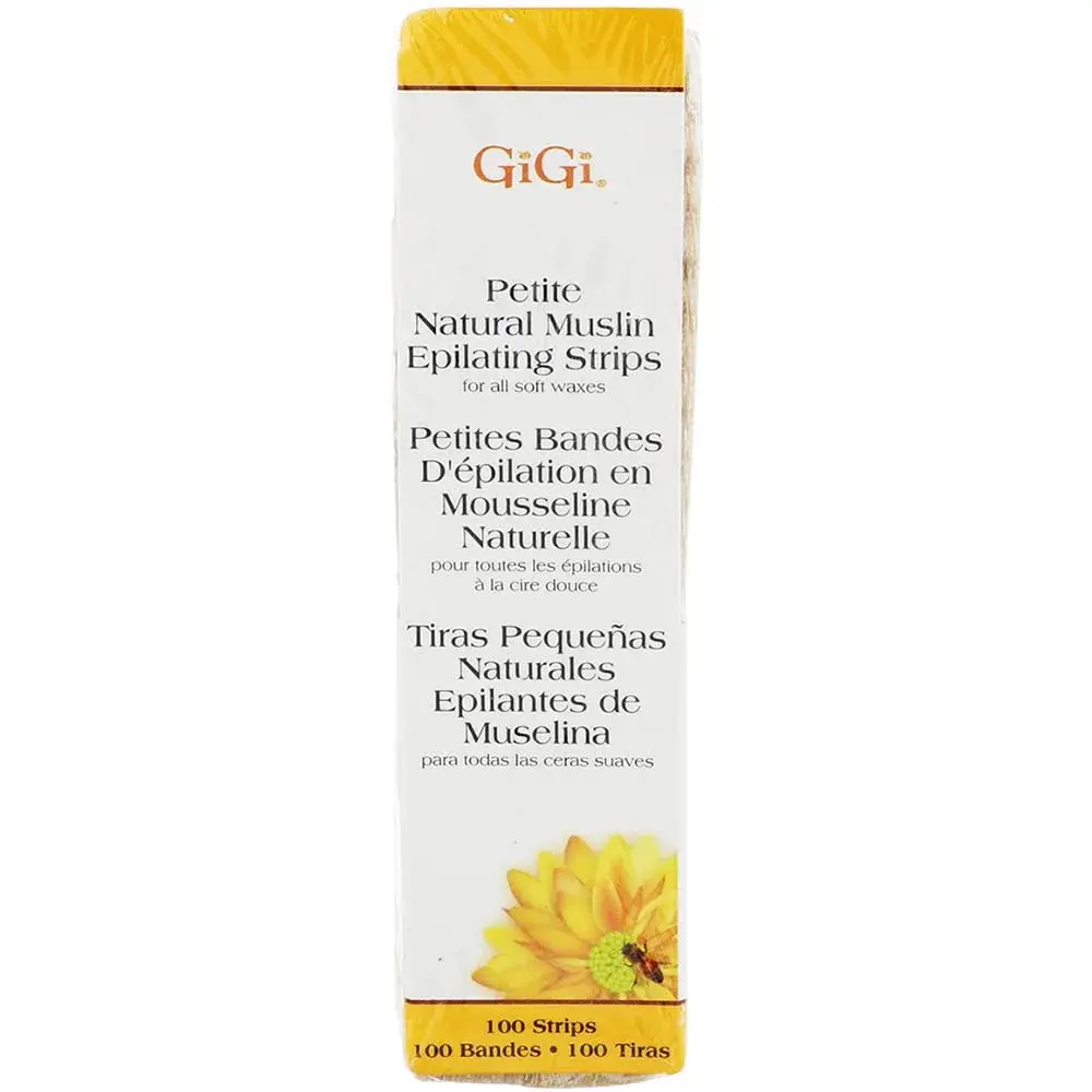 GIGI Petite Natural Muslin Waxing Strips 100 Ct (0.75 in x 4.5 in) | For All Skin Types - main product image