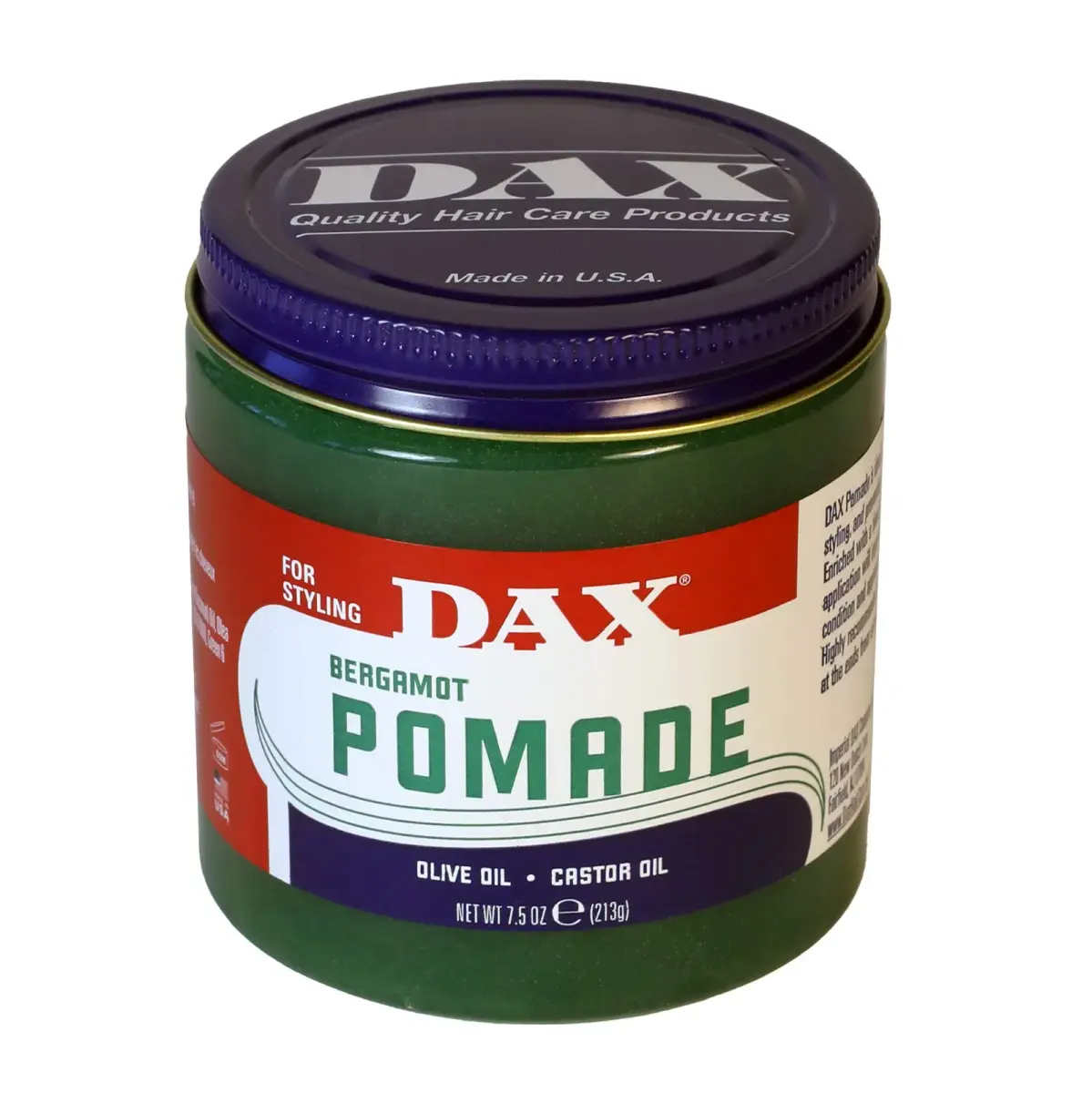 DAX Bergamot Pomade for Hair Styling, Conditioning, Moisture & Strength 213g (7.5 oz) - main product image