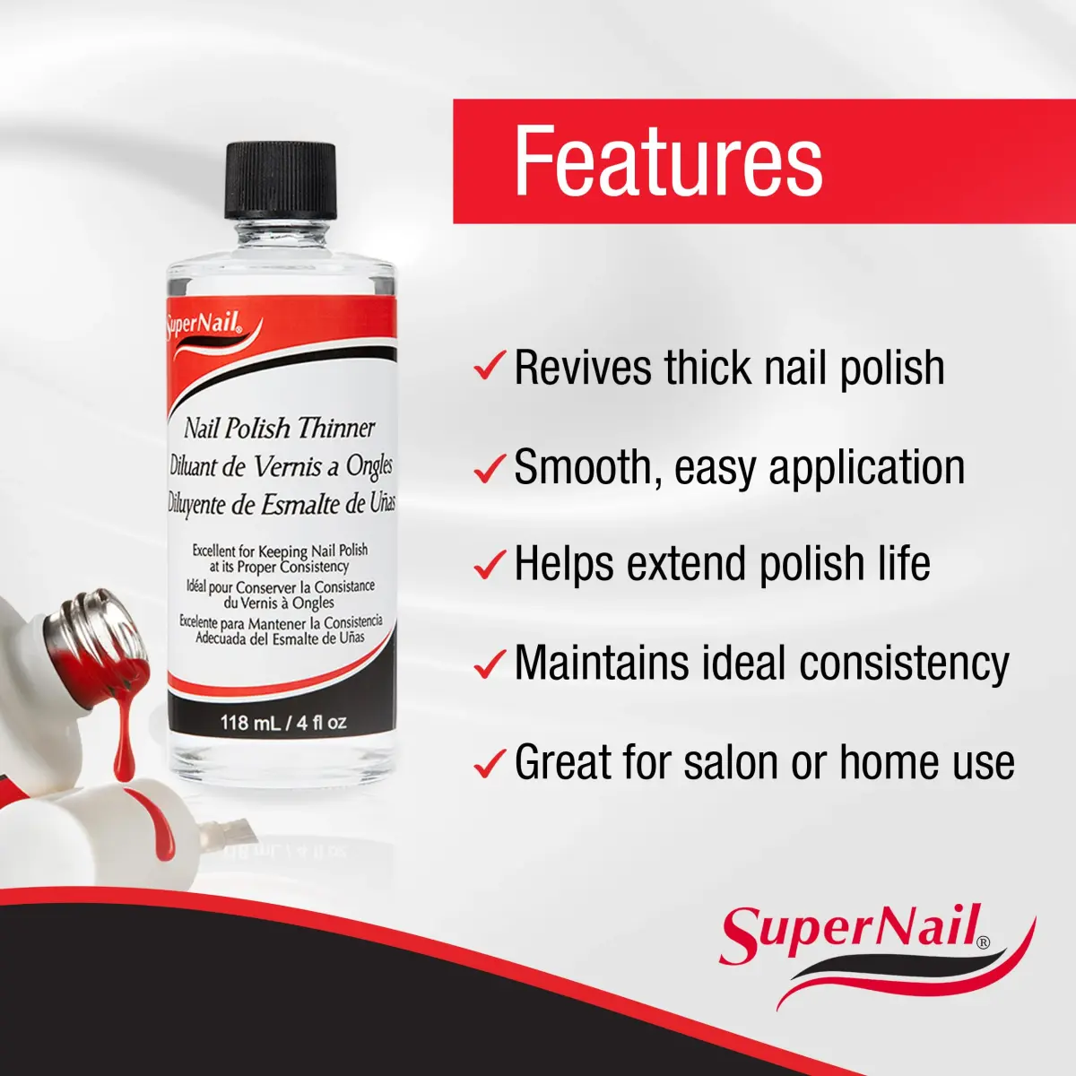 SuperNail Gel Nail Polish Thinner 118ml (4 fl oz) | Revives Thickened Lacquer for Smooth Application - view 4