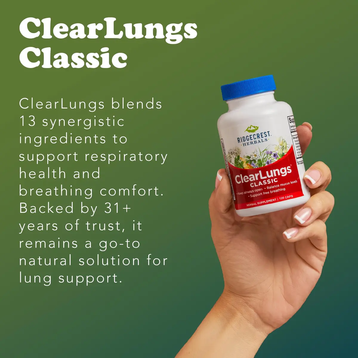 RidgeCrest Herbals ClearLungs Classic 120 Ct | Natural Lung Support for Adults - view 5