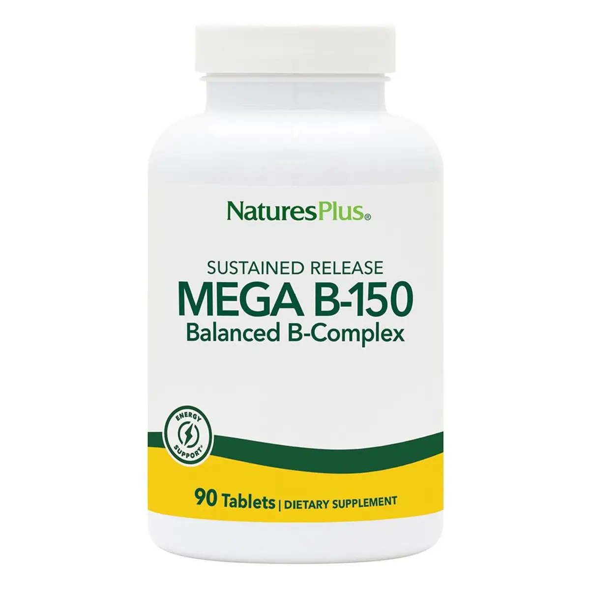 NaturesPlus Mega B-150 Complex 90 Vegetarian Tablets | Maximum Potency B Vitamin Support for Energy & Brain - main product image