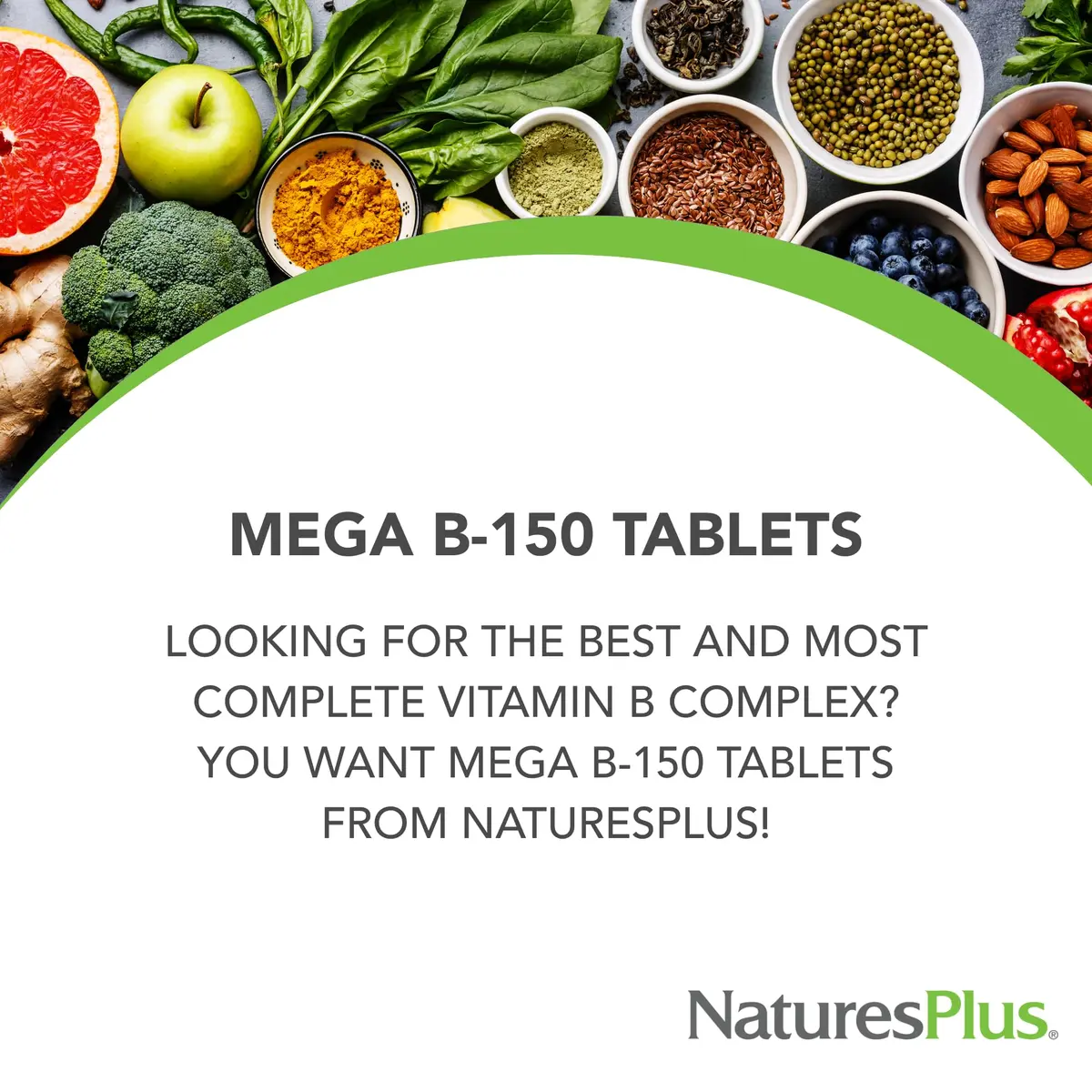 NaturesPlus Mega B-150 Complex 90 Vegetarian Tablets | Maximum Potency B Vitamin Support for Energy & Brain - view 3