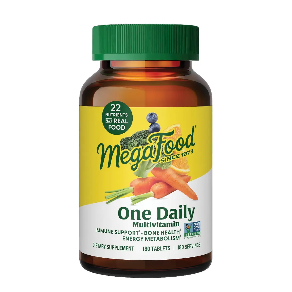 MegaFood One Daily Multivitamin for Women & Men, 180 Tablets | Supports Immunity & Bone Health - main product image