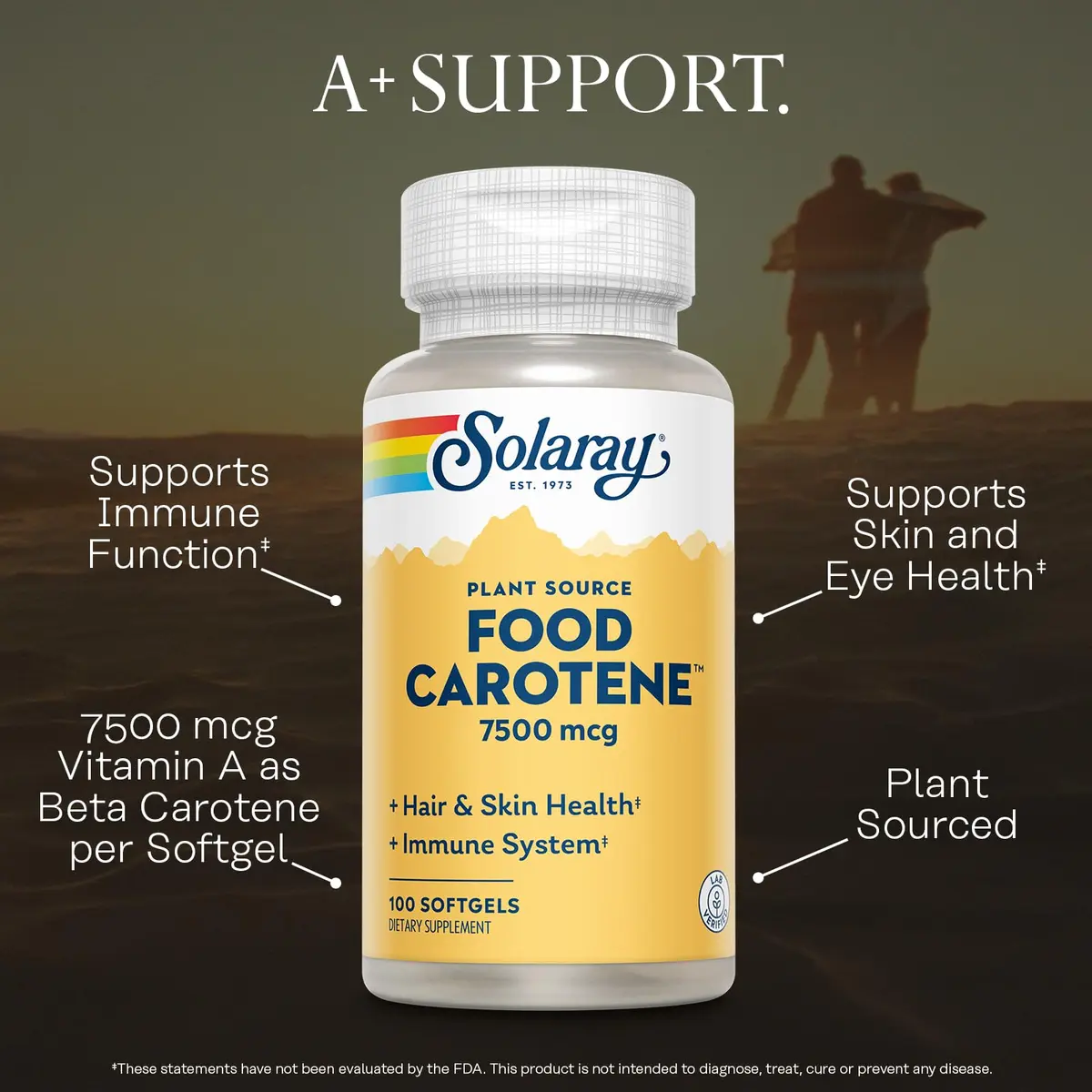 SOLARAY Plant Source Food Carotene 25000 IU | Supports Vision & Skin Health - view 3