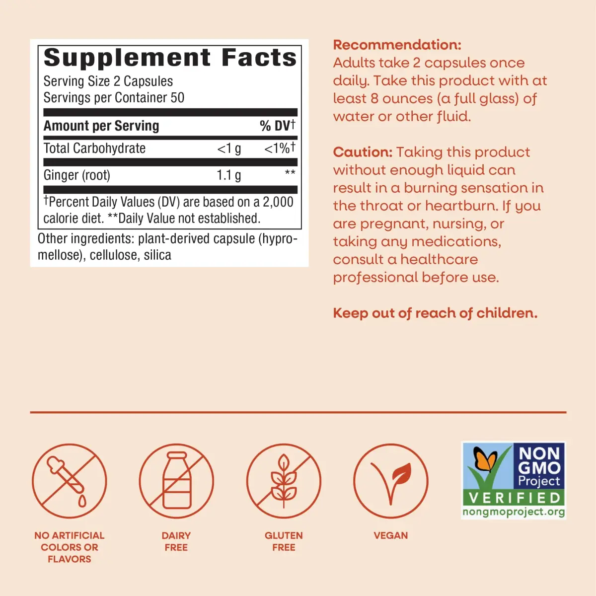 Nature's Way Ginger Root Capsules 1100 mg per Serving, Vegan, 100 Count | Supports Digestive Comfort & Reduces Nausea - view 7