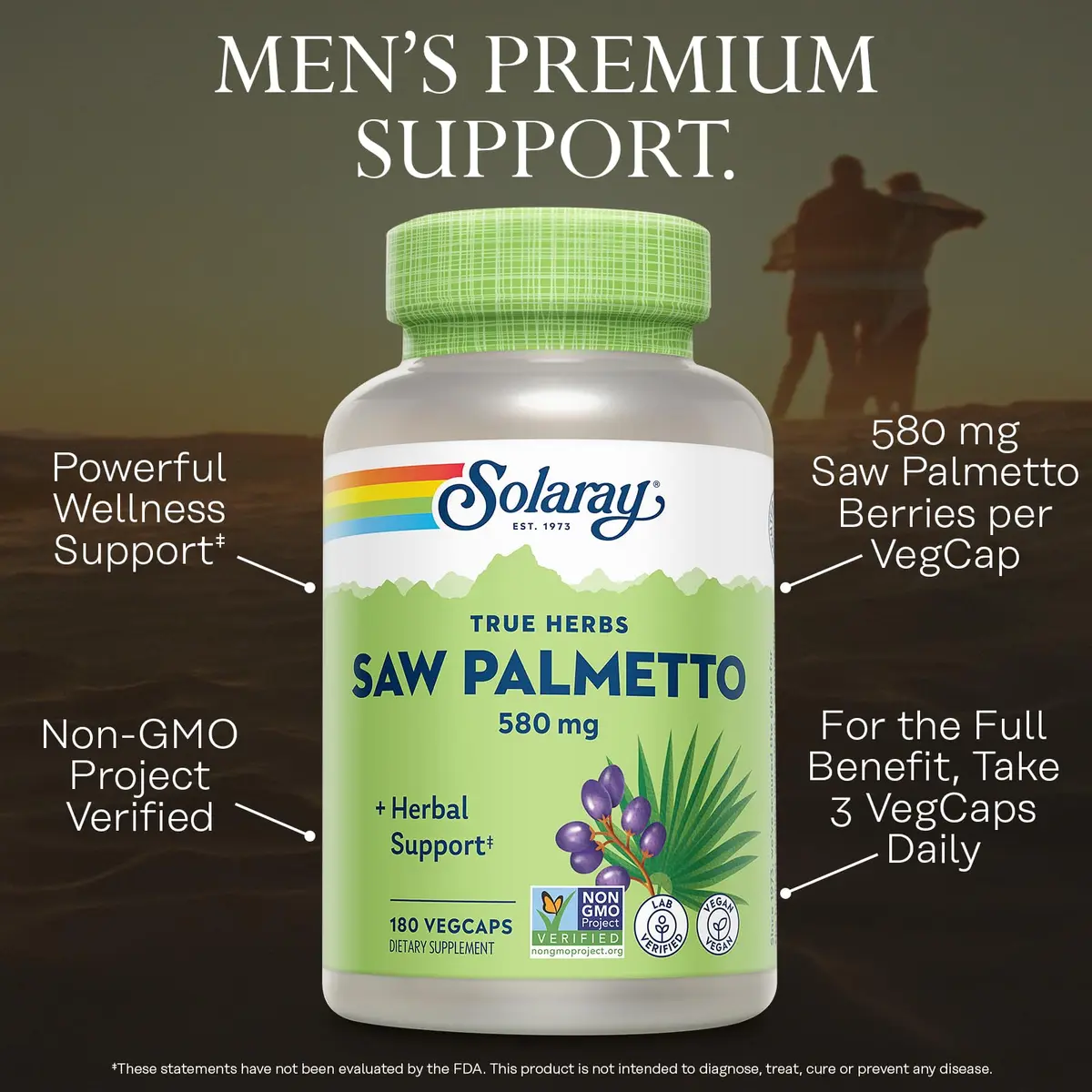 SOLARAY Saw Palmetto Berries 580 mg | Supports Prostate & Men’s Wellness - view 3