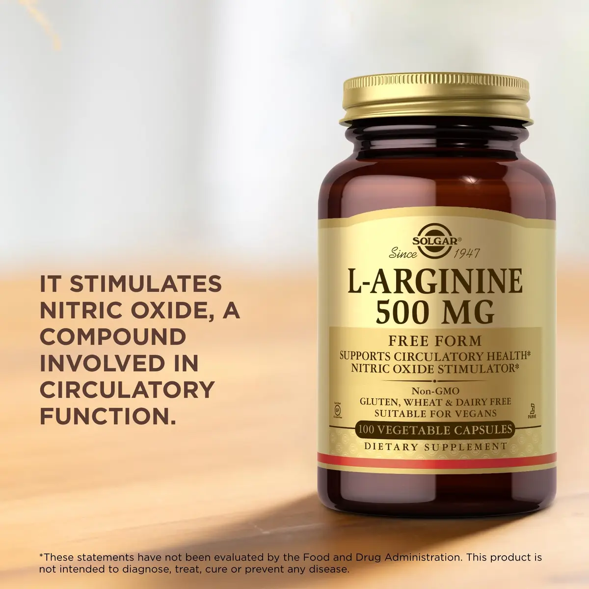 Solgar L-Arginine 500 mg Vegetable Capsules | Nitric Oxide Stimulator for Heart Health (100 Count) - view 5