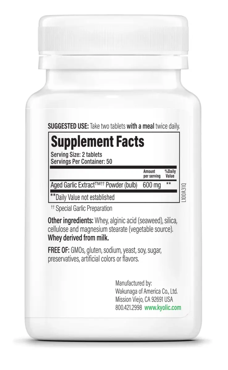 Kyolic Aged Garlic Extract Formula 100 Tablets | Cardiovascular Health Support 100 Count (50 Servings) - view 3