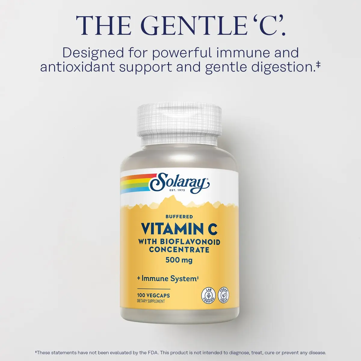 SOLARAY Buffered Vitamin C 500 mg | Vegan, Antioxidant Support, 100 VegCaps - view 3