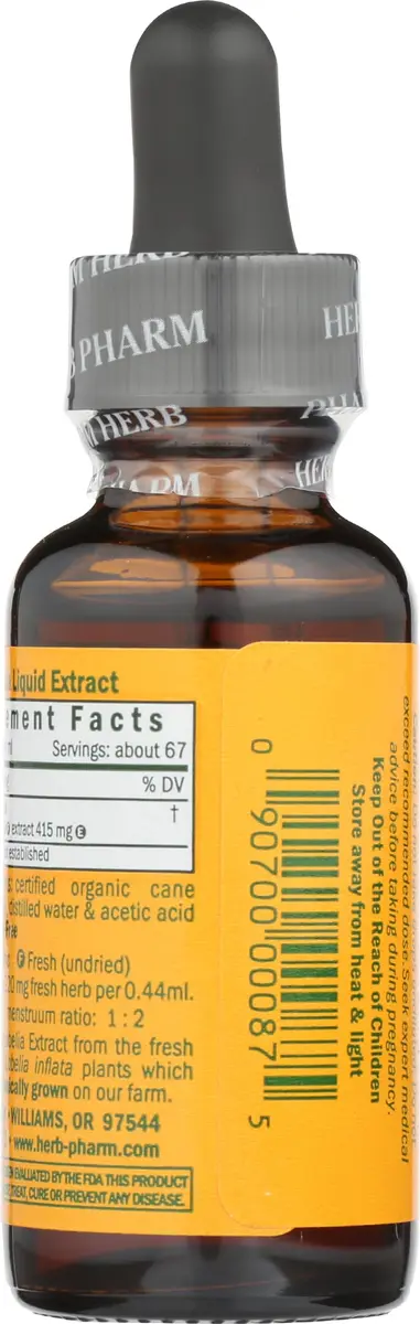 Herb Pharm Certified Organic Lobelia Liquid Extract 1 Fl Oz (29.57 ml) | Musculoskeletal System Support - view 2