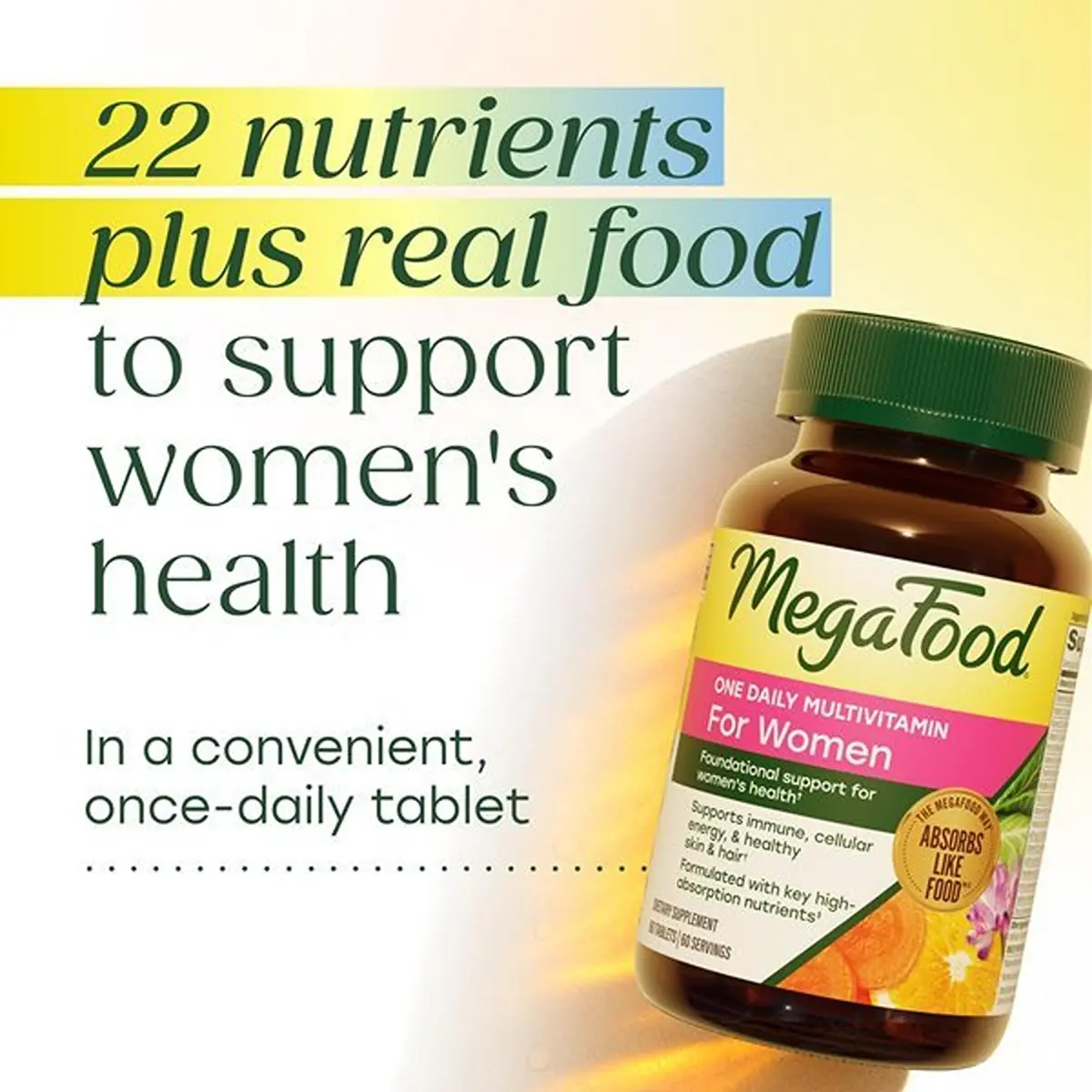 MegaFood One Daily Multivitamin for Women with 22 Nutrients, 90 Tablets | Supports Energy, Bone & Immune Health - view 4