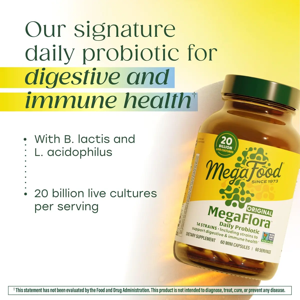 MegaFood MegaFlora Probiotic 20 Billion CFU | Vegetarian Capsules for Digestive & Immune Support in India - view 3