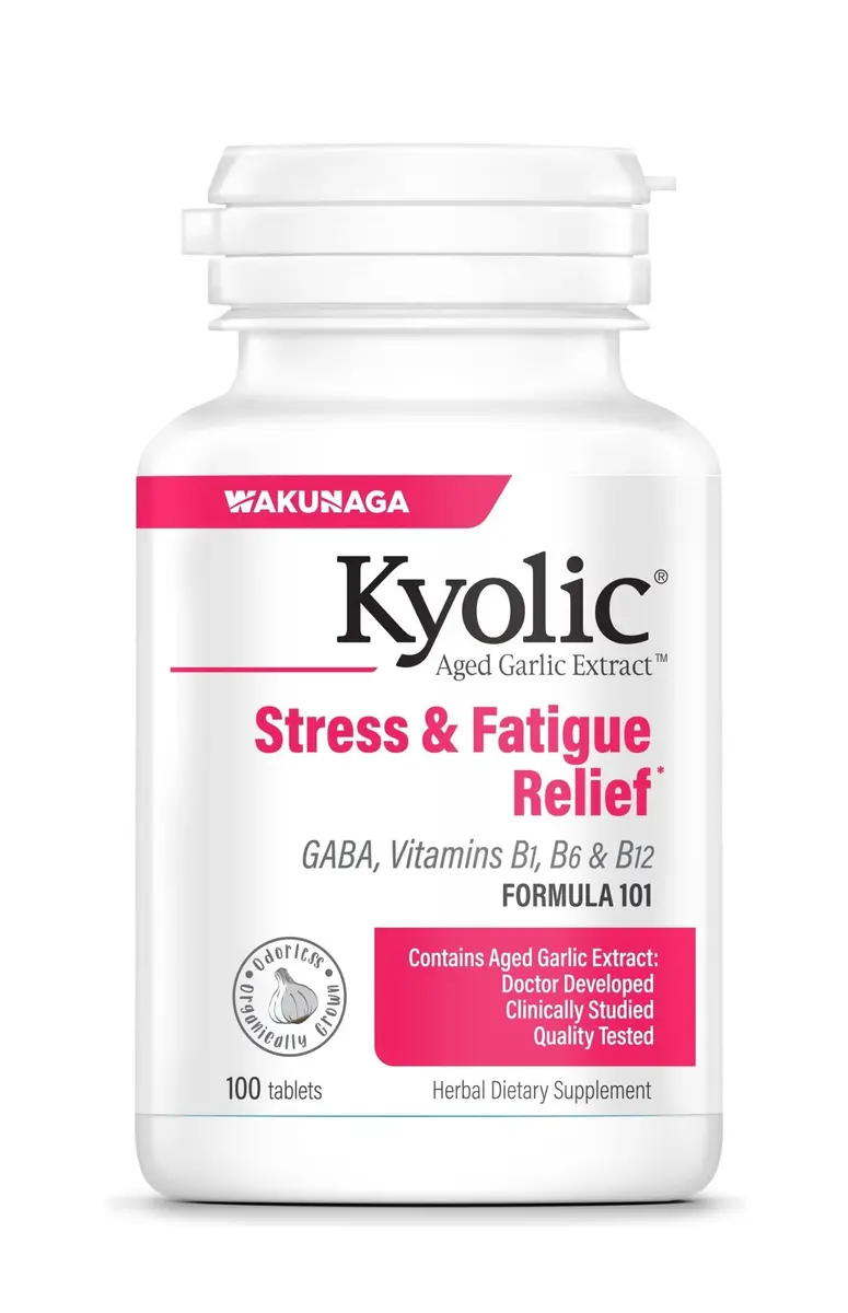 Kyolic Aged Garlic Extract Stress & Fatigue Relief* Formula 101, 100 Tabs | Odorless, Organic, Scientifically Researched - main product image