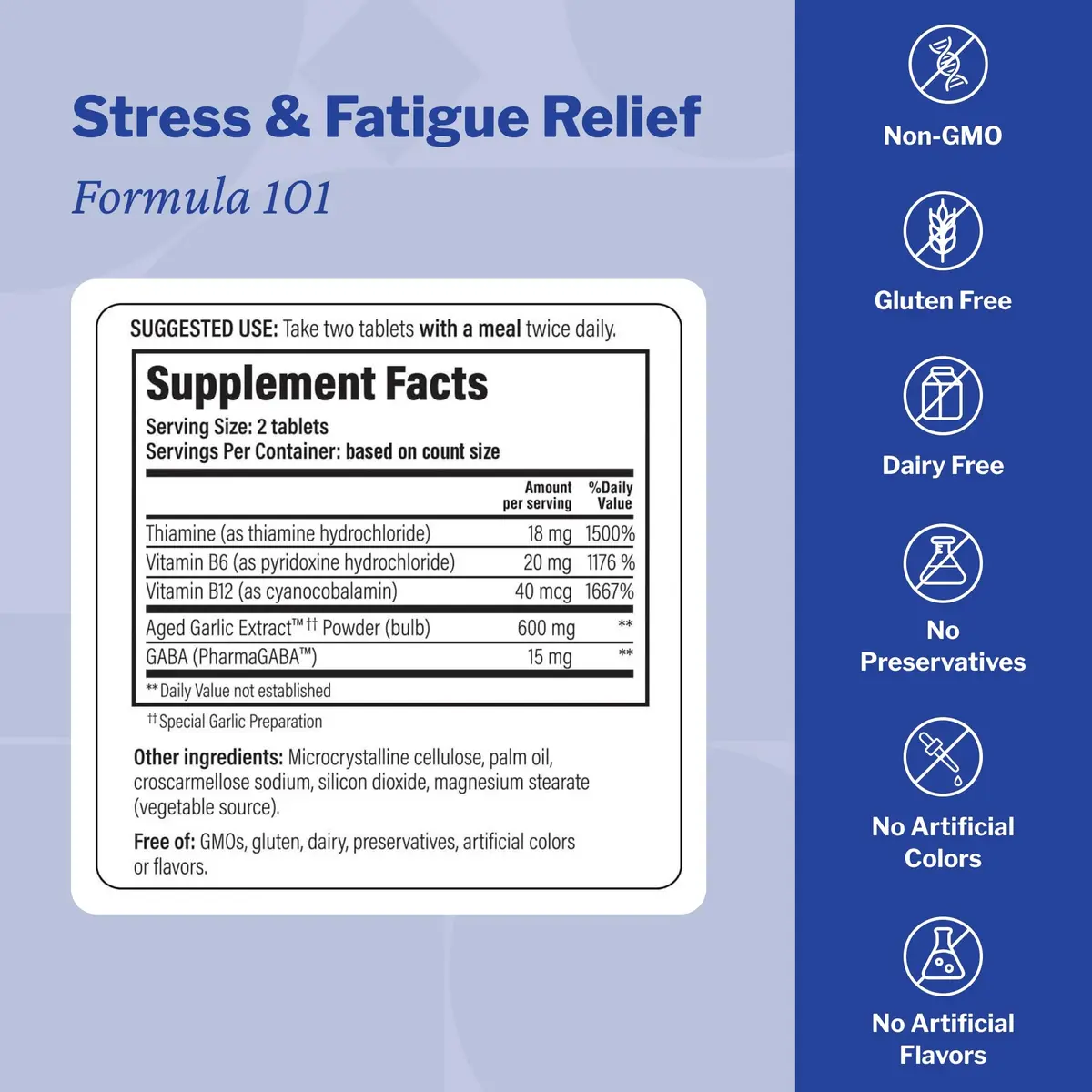 Kyolic Aged Garlic Extract Stress & Fatigue Relief* Formula 101, 100 Tabs | Odorless, Organic, Scientifically Researched - view 3
