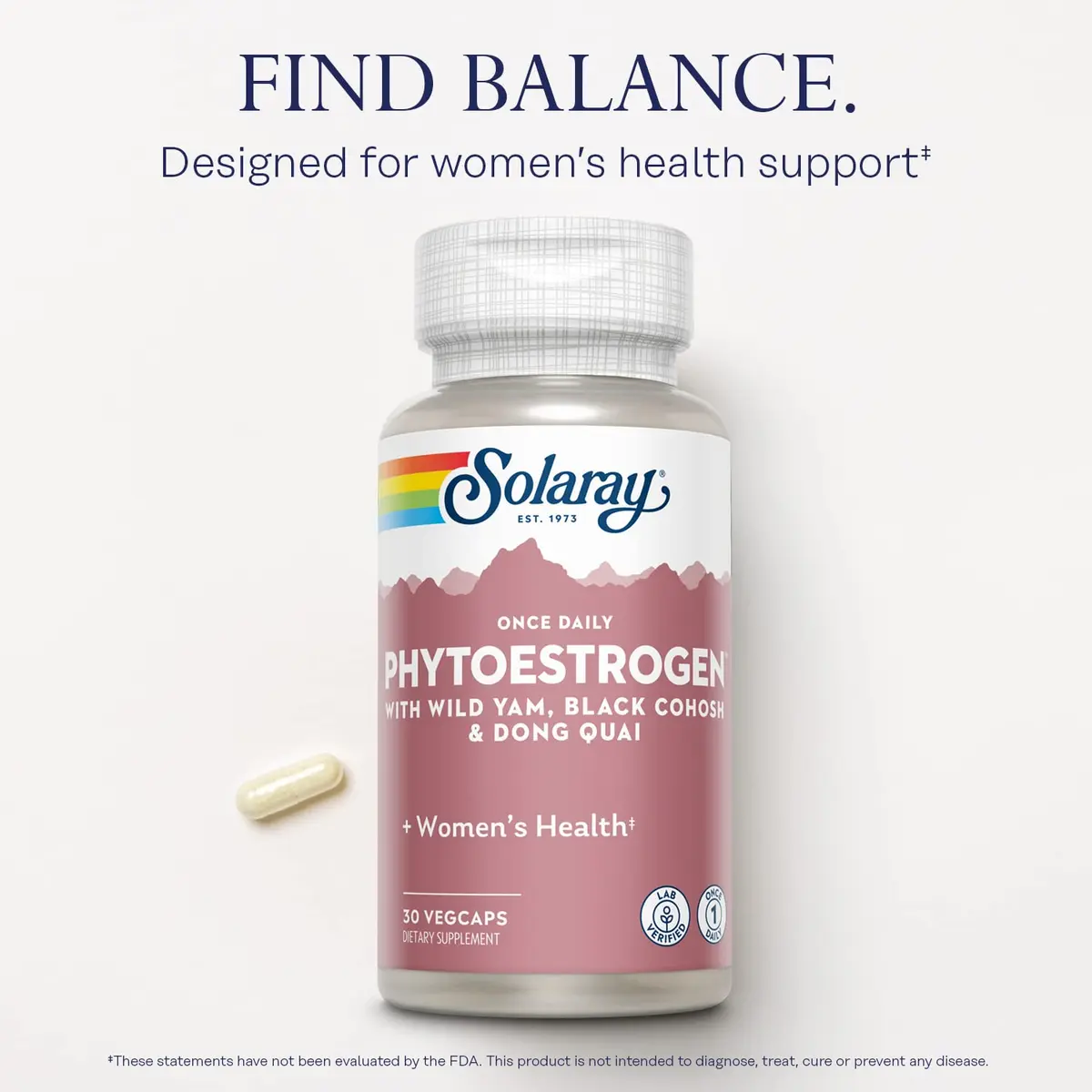 SOLARAY Once Daily Phytoestrogen VegCaps 30 Count (30 Servings) | Women's Health Support with Wild Yam, Soy, Black Cohosh & Dong Quai - view 3