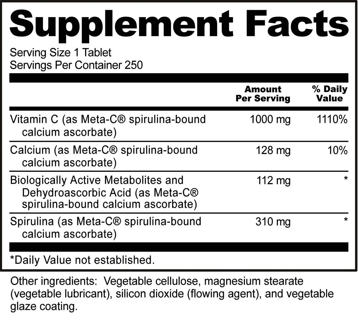 NutriBiotic Meta-C Tablets, 1000 mg Spirulina-Bound Vitamin C, 250 Count | Buffered with Calcium, Antioxidant & Collagen Support - view 6