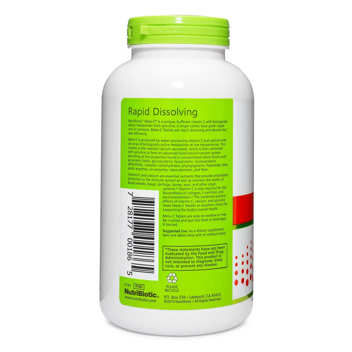 NutriBiotic Meta-C Tablets, 1000 mg Spirulina-Bound Vitamin C, 250 Count | Buffered with Calcium, Antioxidant & Collagen Support - view 2