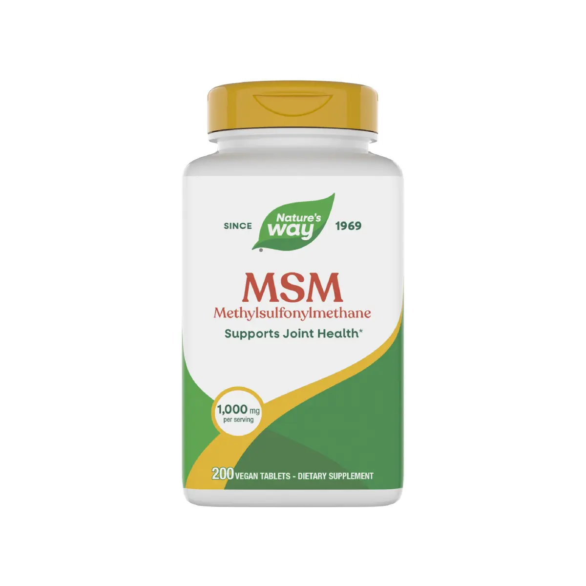 Nature's Way MSM 1000 mg | Supports Joint, Hair & Nails | 200 Tablets (Vegan, Gluten-Free) - main product image