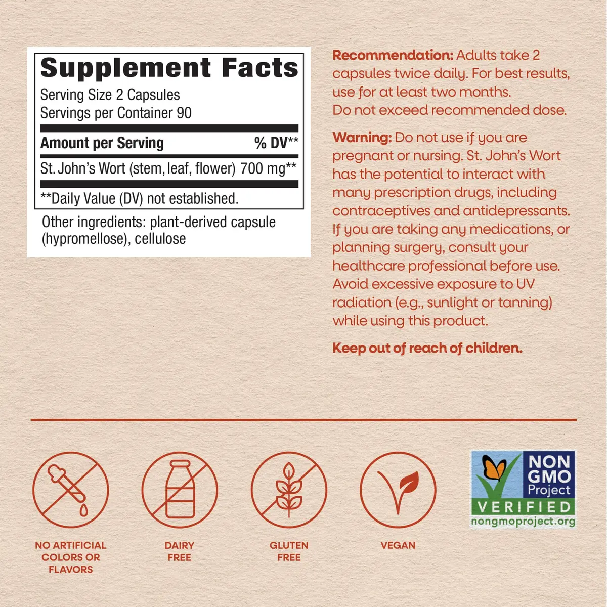 Nature's Way St. John’s Wort Capsules, 700 mg | Supports Mood & Wellbeing, Vegan, 180 ct - view 6