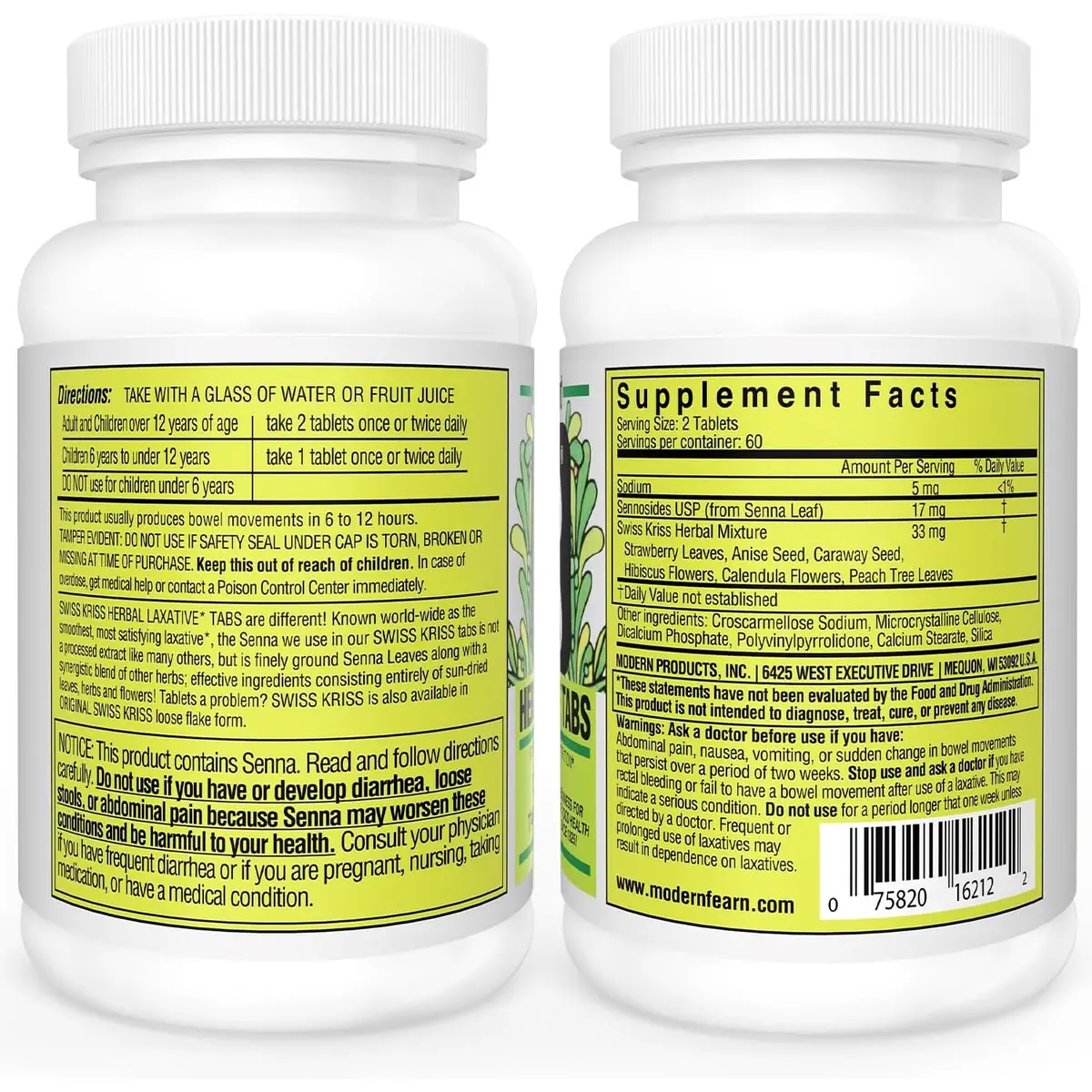 Swiss Kriss Senna Tablets 120 Ct | Herbal Laxatives for Constipation Relief - view 2