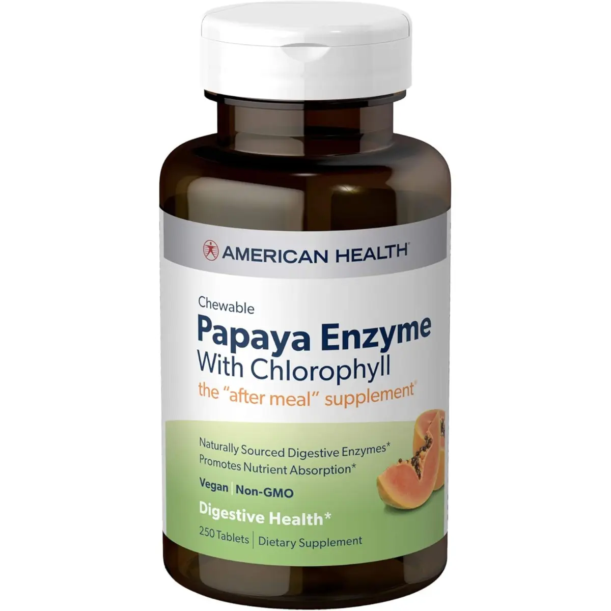 American Health Papaya Enzyme Chewables 250ct | Digestive Support with Chlorophyll & Peppermint - main product image