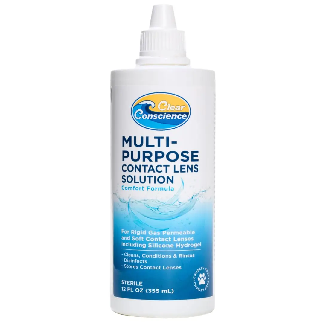 Clear Conscience Contact Lens Solution 12 Fl Oz | Cruelty-Free, No Rub Formula for Sensitive Eyes - main product image