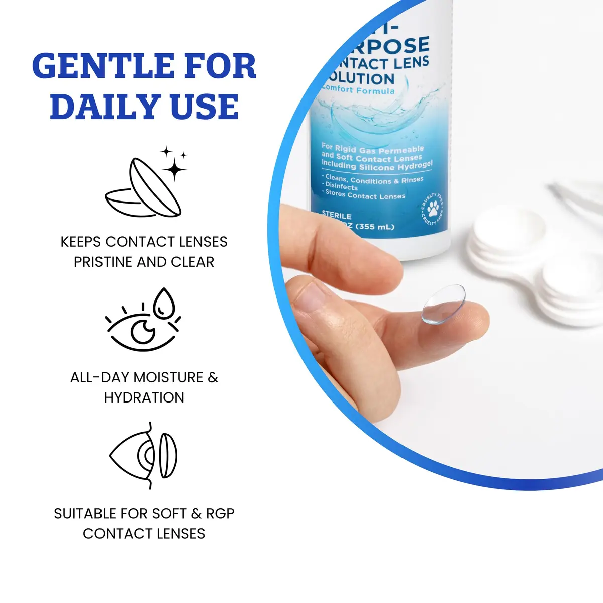 Clear Conscience Contact Lens Solution 12 Fl Oz | Cruelty-Free, No Rub Formula for Sensitive Eyes - view 3