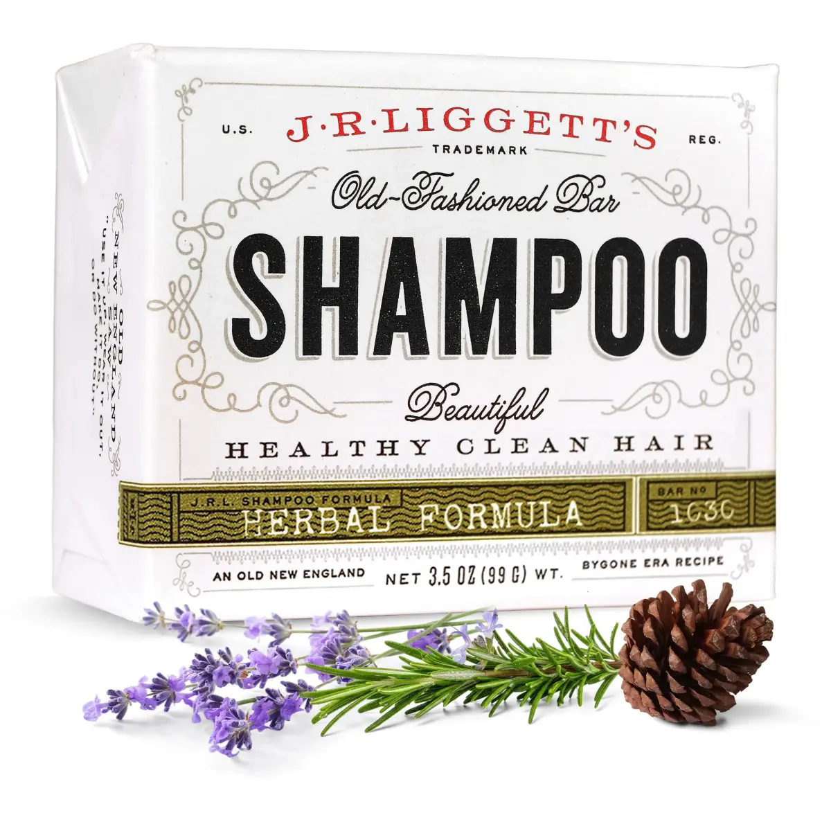 J·R·LIGGETT'S All-Natural Shampoo Bar, Herbal Scent, 100g (3.5 oz) | Supports Strong & Healthy Hair - main product image