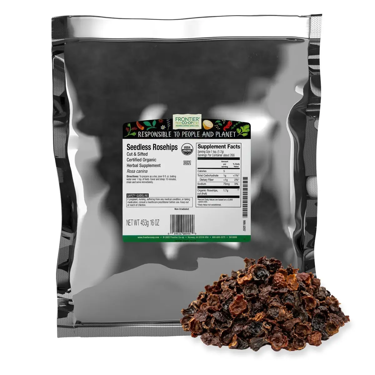 Frontier Co-op Organic Seedless Rosehips 16oz | Organic, Kosher, Non-Irradiated - main product image