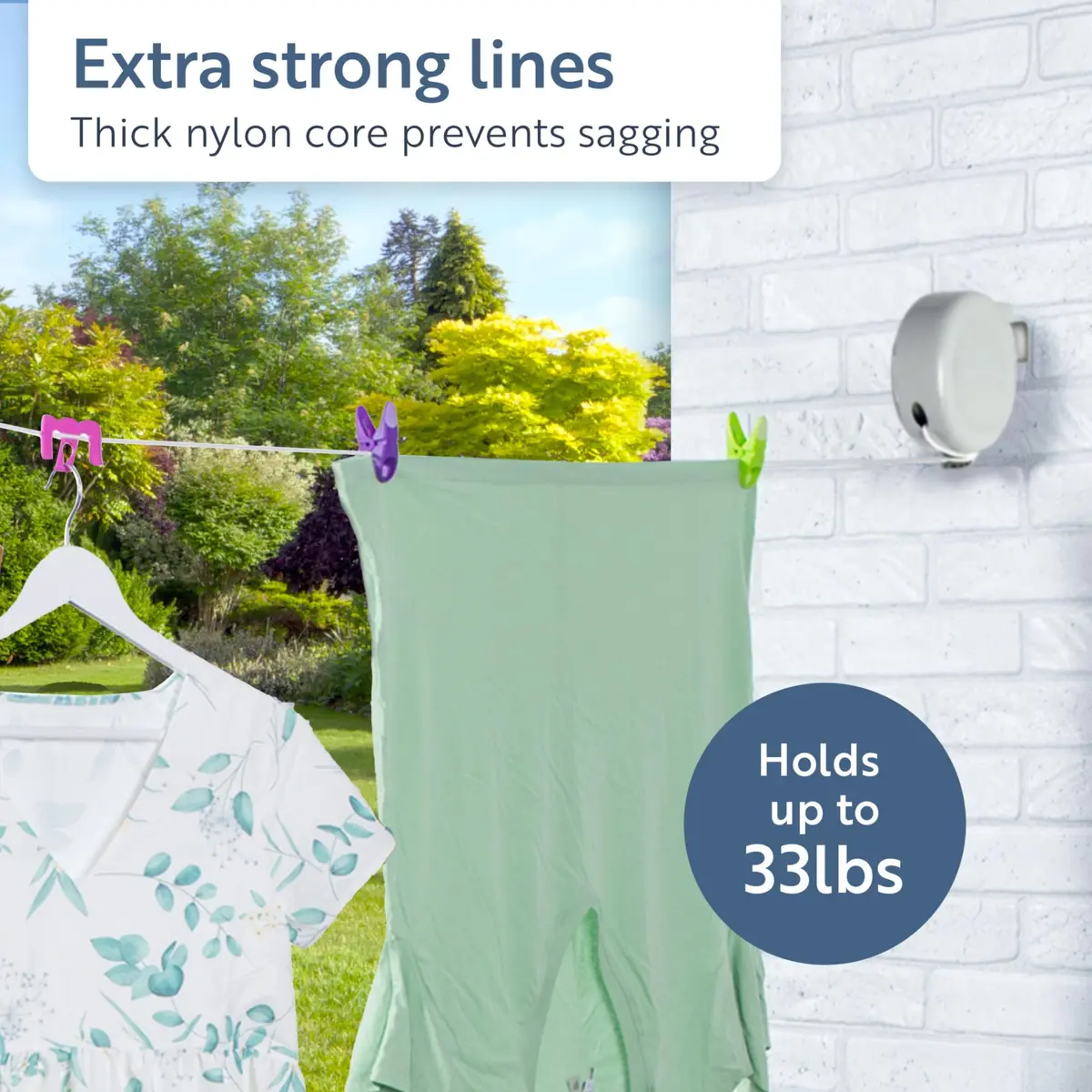 Minky Homecare Retractable Clothesline 15.5m (49 ft) Gray | Heavy Duty PVC Coated Line for Balconies & Patios - view 3