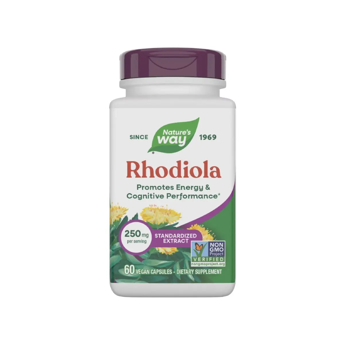Nature's Way Rhodiola Capsules 250mg (60 Count) | Adaptogenic Herb for Energy & Cognitive Support - main product image