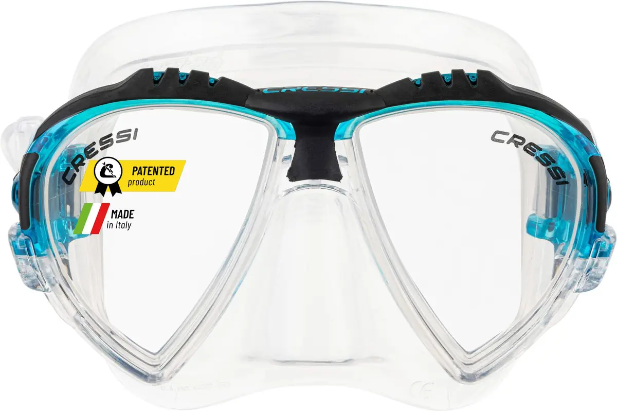 Cressi Matrix 2-Lens Masks, Clear/Aquamarine | Wide Field of View for Divers & Freedivers - main product image