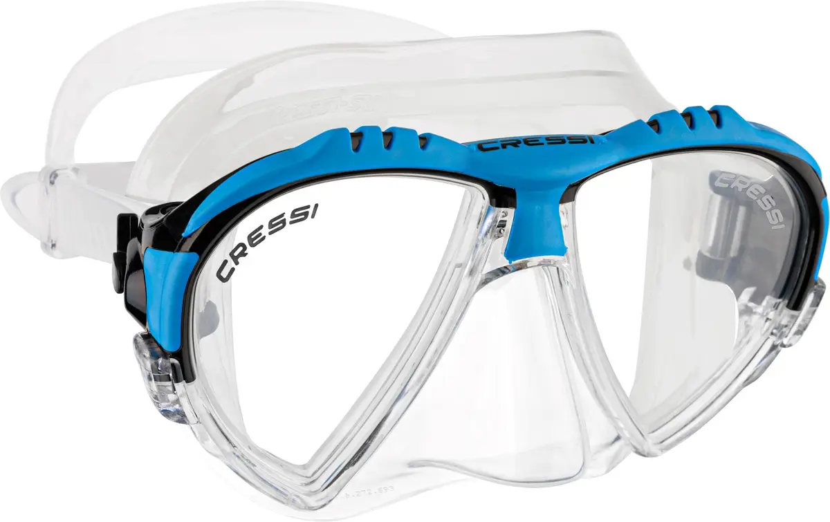 CRESSI Matrix 2-Lens Masks, Clear/Blue | Wide Field of View for Divers & Freedivers - main product image