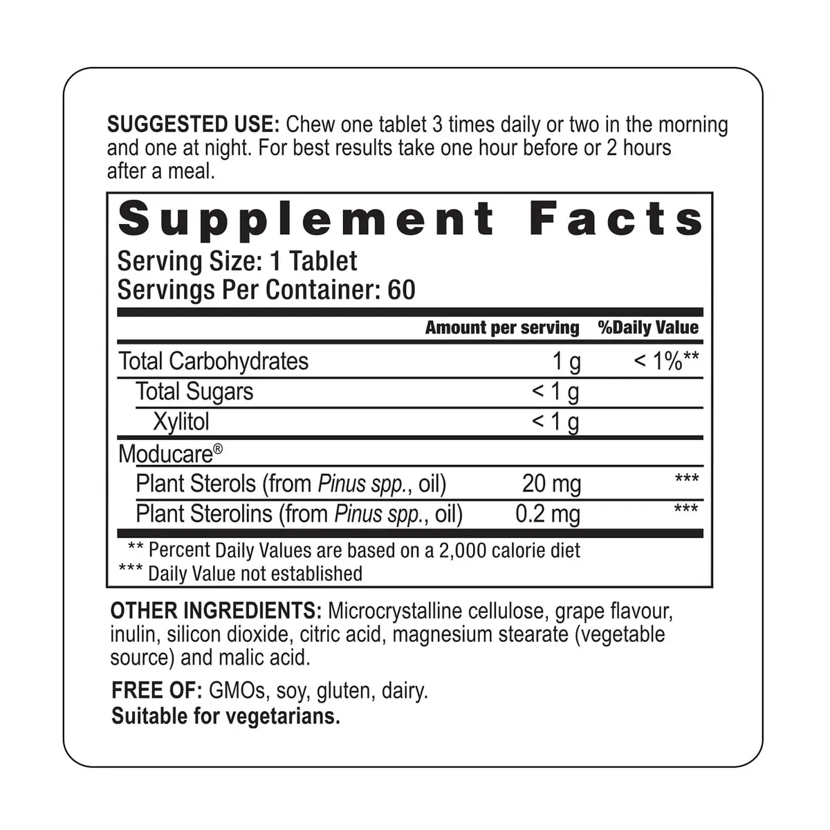 Moducare Immune Balance* Plant Sterol and Sterolin Grape Chewable 60 Tabs | Supports Immune System - view 2