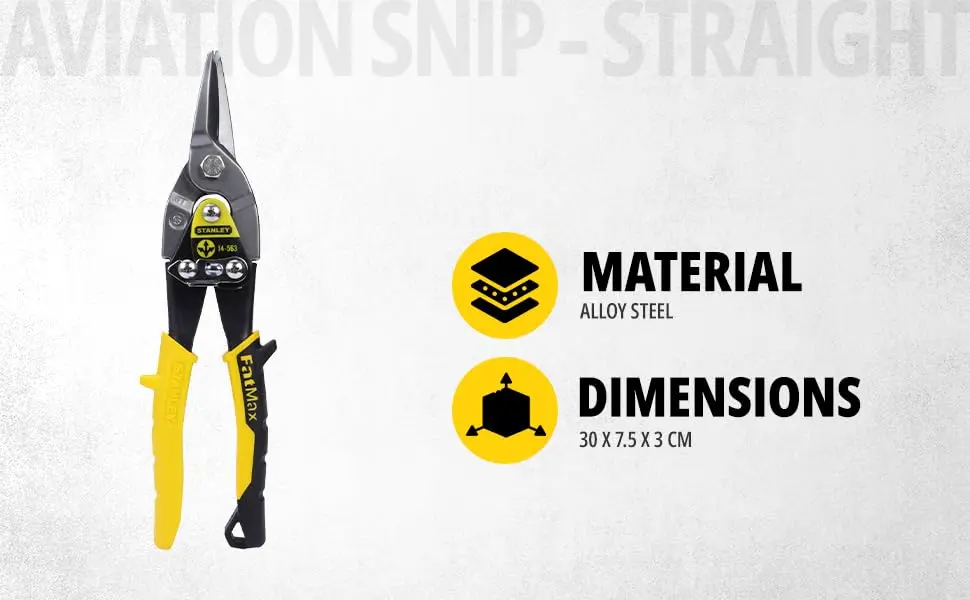 Stanley MaxSteel Aviation Snips 9.84" | Straight Cut, Serrated Edges, Forged Chrome Molybdenum Alloy - view 3