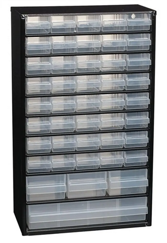 Raaco Steel Storage Cabinet, Compact 16-Drawer | Space-Saving Tool Organizer for Workshop & Garage — Tall-44D / Steel Cabinets - main product image