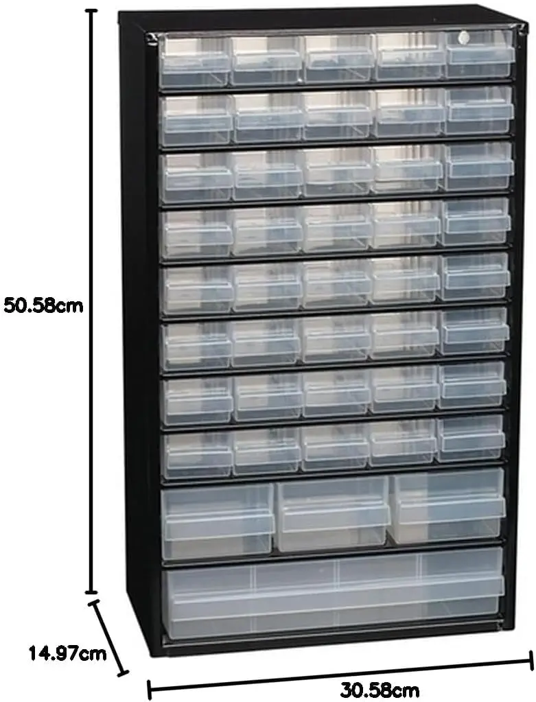 Raaco Steel Storage Cabinet, Compact 16-Drawer | Space-Saving Tool Organizer for Workshop & Garage — Tall-44D / Steel Cabinets - view 3