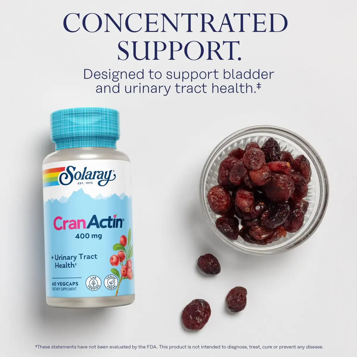 SOLARAY CranActin Cranberry Extract 400 mg | Urinary & Immune Support, Vegetarian, 60 VegCaps - view 3