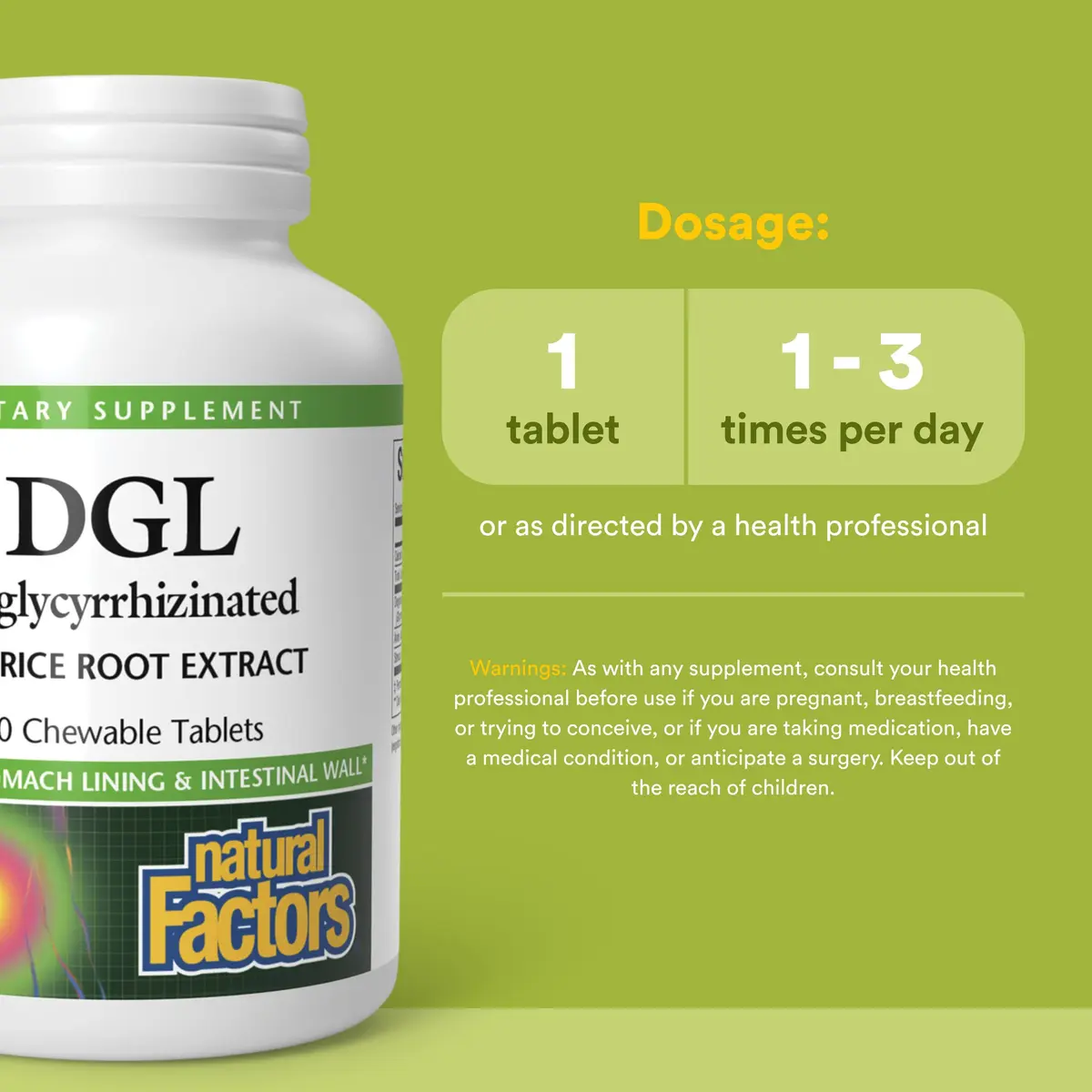 Natural Factors DGL Chewable 90 Tablets | Supports Digestive Health & Stomach Lining - view 3