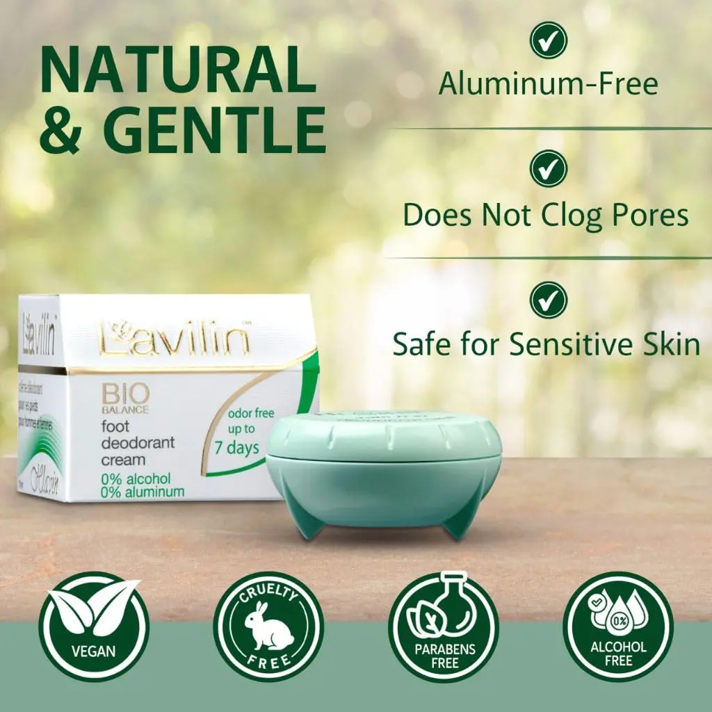 Lavilin Foot Deodorant Cream - No Aluminum, Sensitive Skin, Up to 7 Days Odor Control - view 5